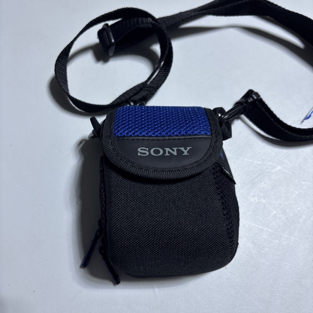 Sony Cybershot Digital Camera Padded Case Blue & Black Carry Strap & Belt Loop